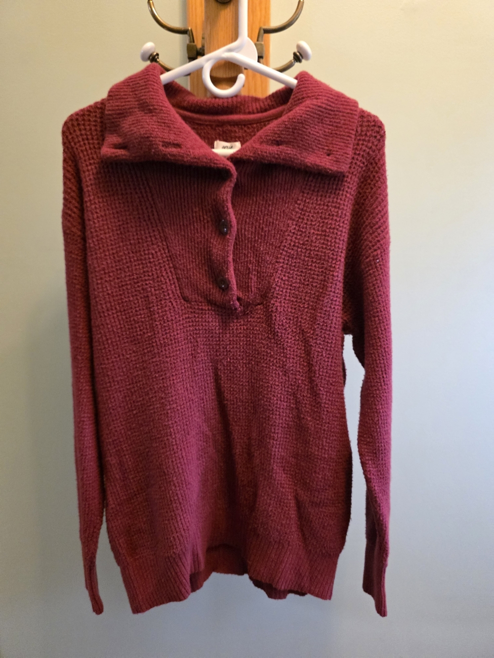 Aerie Cozy Red Button-Front Women's Sweater